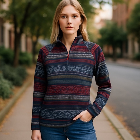 Eddie Bauer Sweaters - Eddie Bauer Multicolor Patterned Cowl Fleece